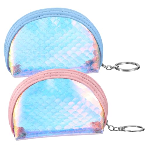 FRCOLOR 2 Stück Kleiner Geldbörse Meerjungfrau Clutch Reißverschluss Schillernde Farben für Frauen Tasche für Münzen Schlüsselanhänger von FRCOLOR