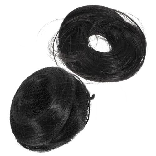 FRCOLOR 2 Stück Lange Bärtige Perücke Mit Doppeltem Kugelkopf Lockenaufsätze Für Frauen Zöpfe Haarnadel Netz Unordentliches Haarknoten-scrunchie Geflochten Hersteller Hochtemperaturdraht von FRCOLOR