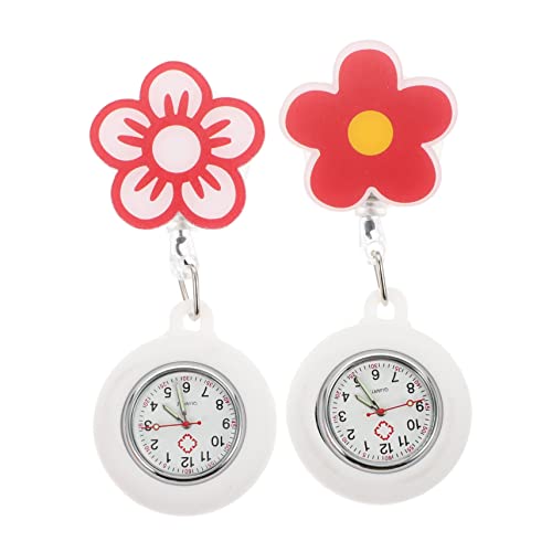 FRCOLOR 2 Stück Leuchtende Krankenschwesteruhr Clip Taschenuhr mit Cartoon Design Einziehbare Fob Uhr für Pflegekräfte Praktische Langlebige Uhr für Medizinisches Personal von FRCOLOR