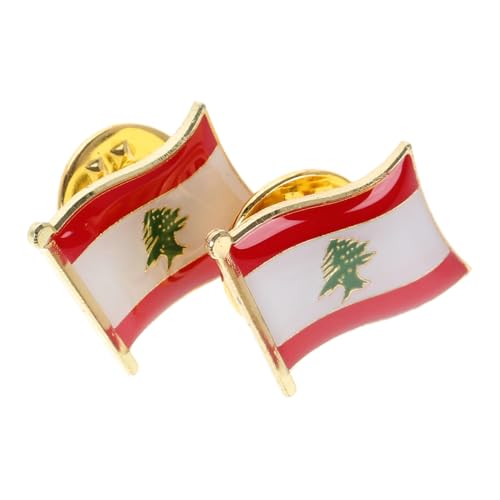FRCOLOR 2 Stück Libanon Flaggen Anstecknadel aus Langlebigem Metall Nationaler Libanesische Flaggen Pin Brosche Leichter Kompakter Schmuck für Rucksack Kleidung Mütze Vielseitiges von FRCOLOR