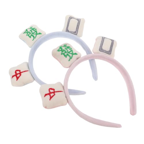 FRCOLOR 2stücke Mahjong-stirnband Aus Flanell Für Mädchen Und Frauen Lustiges Haarband Zum Gesichtwaschen Elastisches Stirnband Für Mahjong-spiele Hautpflege Und Alltag von FRCOLOR