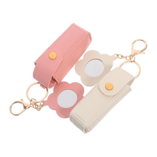 FRCOLOR 2 Stück Mini Lippenstift-etuis mit Schlüsselanhänger und Spiegel Kompakte Makeup-Tasche für Lippenstift und Kosmetik Tragbarer Organizer für Handtasche und Reisen von FRCOLOR