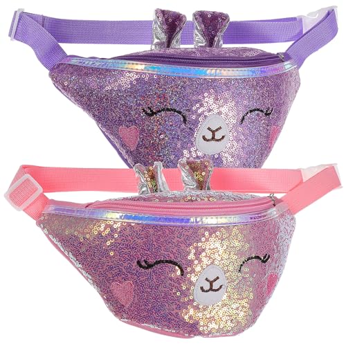 FRCOLOR 2 Stück Pailletten Gürteltaschen Zubehör Bauchtasche Für Reisen Mädchentasche Glitzer Hüfttasche Taschen Mädchentasche Glänzend Funkelnd Glitzernd Mit Mädchen von FRCOLOR