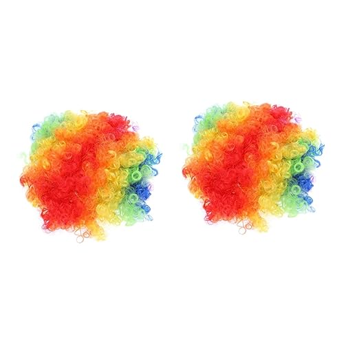 FRCOLOR 2st Vollfarbige Perücke Für Clown Afro-clown-vollfarbperücke Für Cosplay Color Bang Clown Perücke Clownperücke Für Halloween Clown Kostüm Perücke Perücken Kleidung Bilden von FRCOLOR