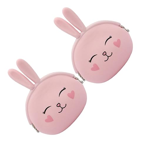 FRCOLOR 2stücke Münzbörse Kleines Portemonnaie Geldbeutel Wechseltasche Kleine Schlüsseltäschchen Rosa Münztüte Häschen Tragbare Schlüsseltasche von FRCOLOR