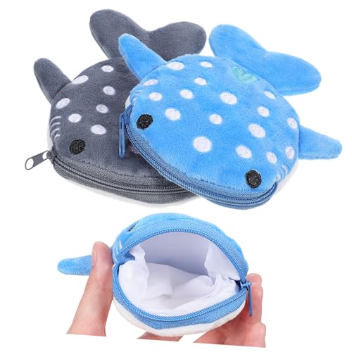 FRCOLOR 2stücke Teiliges Plüsch-Shark-münzgeldbörsen Reißverschluss Modische Schlüssel Münzaufbewahrung Für Jungen Und Mädchen in Blau von FRCOLOR