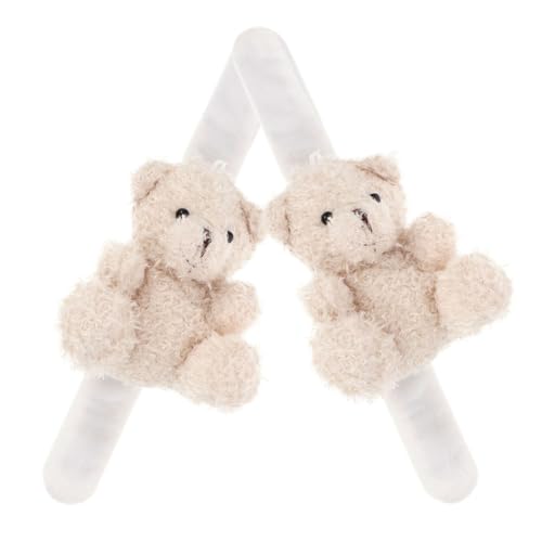 FRCOLOR 2 Stück Plüsch Tier Slap Armband Bär Handgelenk Armband Slap Band für Partys und Cremeweiß Lustige Tierarmbänder für von FRCOLOR