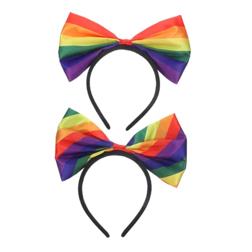 FRCOLOR 2 Stück Pride-haar-accessoires: Bunt Gestreifte Stirnbänder Mit Schleife Für Frauen Und Mädchen – Haar-accessoires Für Partys, Feiertage Und Den Alltag von FRCOLOR
