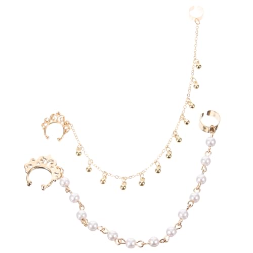 FRCOLOR 2 Stück Punk Ohrclip und Nasenring mit Quastenkette Geometrisches Design Leichte Ohrhänger Modischer Schmuck für Damen Langlebig und Komfortabel Goldfarben von FRCOLOR