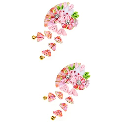 FRCOLOR 2st Quaste Glocke Haarschmuck Quaste Haarspange Blumenhaarspangen Für Frauen Haare Mit Blumenquasten Hanfu Japanische Haarspangen Geisha-haarnadeln Fräulein Plastik Cosplay Hase von FRCOLOR