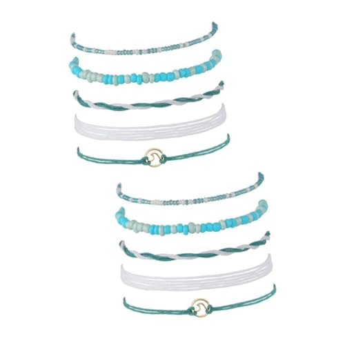 FRCOLOR 2 Stück Retro Beads Armband Handgefertigtem Verstellbares Mehrlagiges Fußaccessoire Kette für Surfer Strandliebhaber für Sommer von FRCOLOR