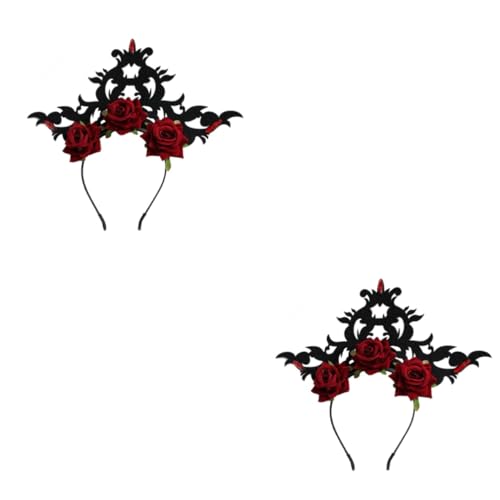 FRCOLOR Gothic Crown 2 Stück Retro Stirnband Für Damen Haarschmuck Für Damen Haarschmuck Für Damen Kopfbedeckung Für Damen Stirnbänder Für Damen Party Haiband Krone Kopfschmuck Haarschmuck von FRCOLOR