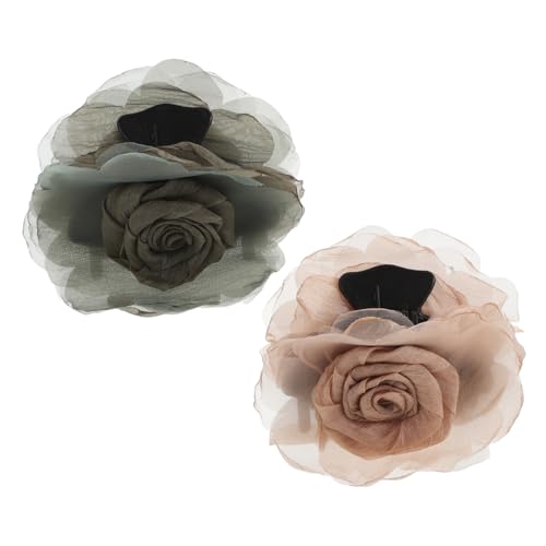 FRCOLOR 2 Stück Rosenblätter Haarklammern Für Dünnes Haar Haarzubehör Krallenclips Für Haare Haarspangen Für Mädchen Klauenclips Für Dünnes Haar Blumenhaarklammern Mesh von FRCOLOR