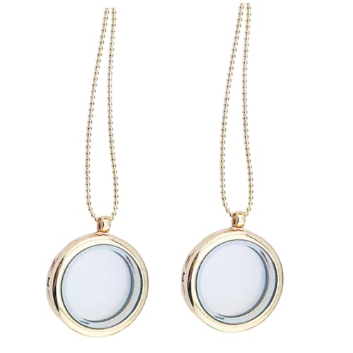 FRCOLOR 2 Stück Runder Alloy Fotoanhänger Halskette DIY Fotorahmen Charm Anhänger Damen Schmuck Praktisch Leicht und Stabil von FRCOLOR