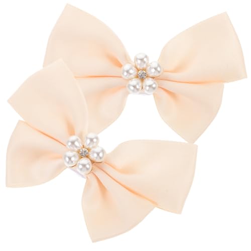FRCOLOR 2 Stück Schleife Schuhschnalle Charme Reiz Bogen Perle Weiß brautschuh bridal shoes Adiletten Damen Sneaker Schleife Schuhclip selber machen dekorative Schuhclips Legierung Beige von FRCOLOR