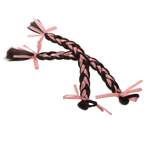 FRCOLOR 2 Stück Schleife Zopfband Geflochtener Pferdeschwanz Haarenden Zöpfe Frau Extensions Geflochtene Pferdeschwanzverlängerung Geflochtene Haarverlängerung Lockig Frauen Hochzeit von FRCOLOR