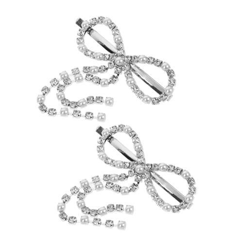 FRCOLOR 2stücke Haarspangen Mit Schleife Aus Metall Dekorative Haarspangen Für Frauen Süße Haarschmuck Strass Haarnadel Mit Schleife Für Mädchen Praktisch Und Haltbar Für Alltag Und von FRCOLOR