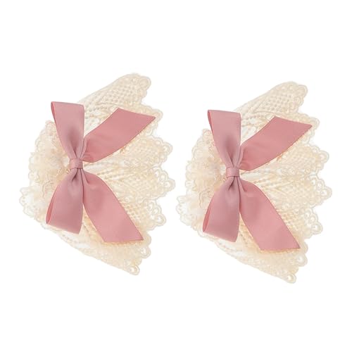 FRCOLOR 2stücke Spitzen-armmanschetten Mit Rosa Schleife Fingerlose Damen-armmanschetten Aus Spitze Und Stoff Spitzen-rüschen Für Halloween-kostüme Und Teepartys von FRCOLOR