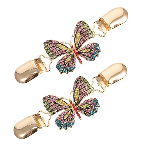 FRCOLOR 2 Stück Schmetterling Brosche Retro Strickjacken Clips Emaillierte Cape Clips für Cardigans und Pullover Dekorative Schalspangen Langlebige Anstecknadeln für Damen von FRCOLOR
