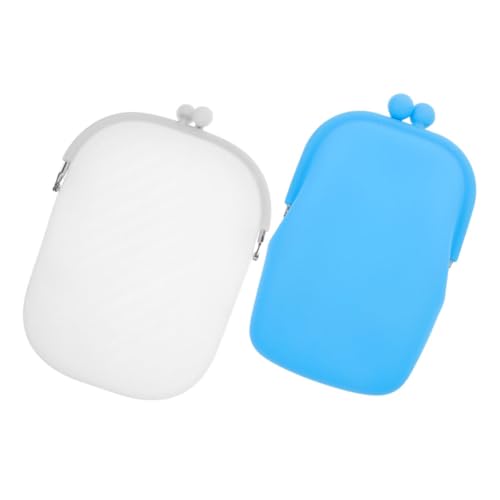 FRCOLOR 2 Stück Silikon Geldbörse für Damen Vielseitige und Kartenaufbewahrung Praktische Handtasche für Reisen Schlüssel und Kleingeld Stilvolles Design Blau und Weiß von FRCOLOR
