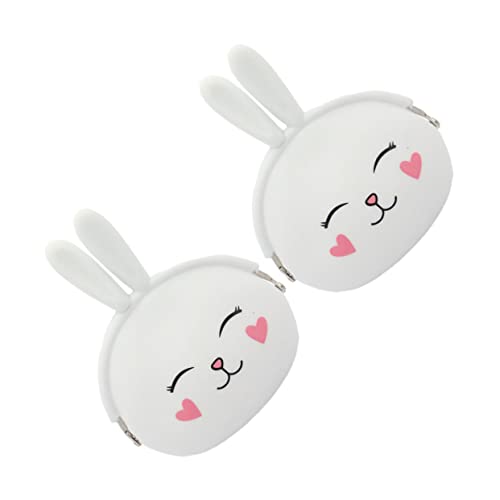 FRCOLOR 2 Stück Silikon Geldbörse mit Niedlichem Hasen Design Schlüssel Wechselgeldbeutel für Tragbar Leicht für Schule Shopping oder Reisen von FRCOLOR