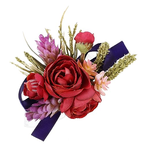FRCOLOR 2 Stück Simulierte Blumenhandblumen Blume Am Handgelenk Der Brautjungfer Hochzeit Zukünftige Braut Brautjungfer Corsage Junggesellin Brautjungfer Handgelenkkorsage Polyester von FRCOLOR