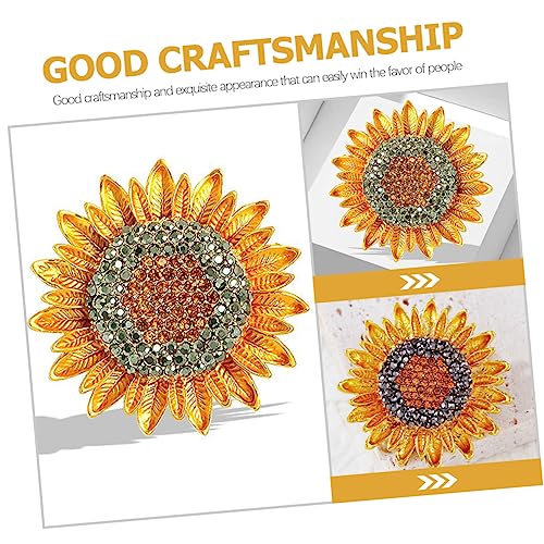 FRCOLOR 2 Stück Sonnenblumen Brosche mit Funkelnden Kristallen Dekorativer Ansteckpin für Kleidung Taschen Hüte und Schals Modisches Schmuckaccessoire für Damen und Mädchen von FRCOLOR