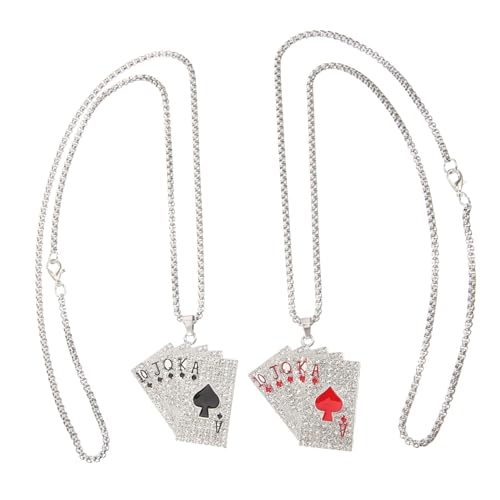 FRCOLOR 2 Stück Spielkarten Anhänger Halskette Teiliges Poker Karten Ketten aus Robustem Material Leichte Hautfreundliche Damentaschenketten für Alltag und Edelstahlkette von FRCOLOR