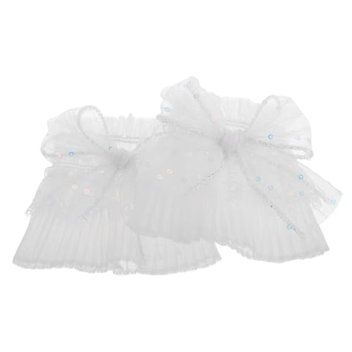 FRCOLOR 2stücke Handgelenkmanschetten Mit Spitze Und Rüschen Für Damen Abnehmbare Ärmel Für Brautkleider Brautärmel Mit Pailletten-schleife Feminine Armmanschetten Für von FRCOLOR
