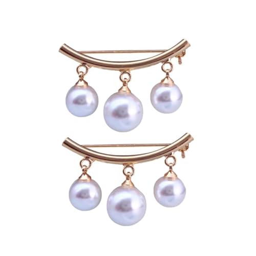 FRCOLOR 2 Stück Stilvolle Brosche mit Perle Kreative Kleidungsnadel aus Legierung Modisches Accessoire für Damen Geeignet für Pullover Mantel Schal und Festliche Anlässe Goldfarben von FRCOLOR