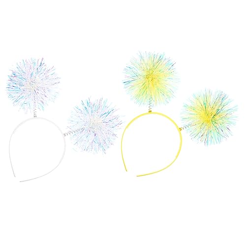 FRCOLOR 2st Stirnband Kopfbedeckung Mit Pailletten Alien-kopf-bopper Glänzendes Party-haar-accessoire Haarband Für Kinder Mit Pailletten Pom Pom Kopf Bopper Abs Mädchen Blitz von FRCOLOR