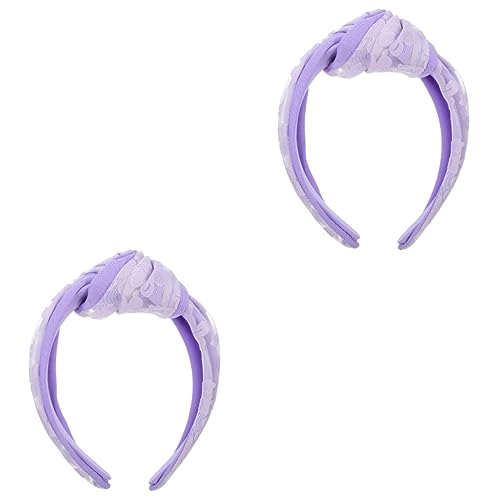 FRCOLOR 2St Stirnband Haarschmuck Haargummis für Damenhaar Haarbänder Tiara Stirnbänder für Damen Kopfschmuck-Requisite Jahrgang schmücken Kleidung Schal Frau Kopfbedeckung Gaze Violett von FRCOLOR