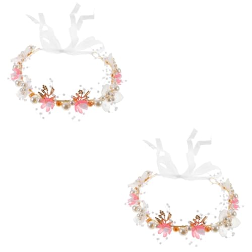 FRCOLOR 2 Stück Stirnband Mädchen Haarschmuck Hochzeit Haarschmuck Kinder Haarschmuck Halloween Puppenhaus Miniaturen Haarschmuck Mädchen Haarband Mädchen Krone Perlrosa von FRCOLOR