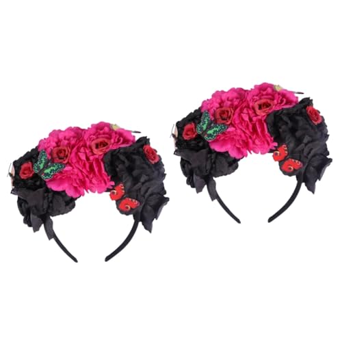FRCOLOR 2 Stück Stirnband Mädchen Stirnband Kopfbedeckung Damen Kopfbedeckung Für Frauen Abschlussball Haarschmuck Halloween Blumen Stirnband Krone Für Frauen Hochzeit Stirnband Feenkrone von FRCOLOR