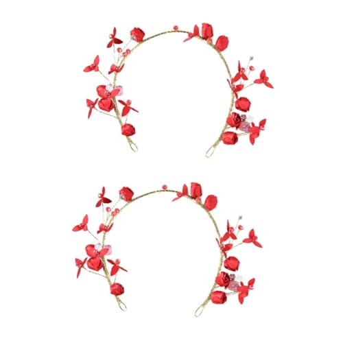 FRCOLOR 2 Stück Stirnband Rosa Gläser Mit Deckel Braut Haarschmuck Hochzeit Braut Tiara Brautkrone Braut Haarband Kinder Haar Accessoires Hochzeits Haarband Braut Tiara von FRCOLOR