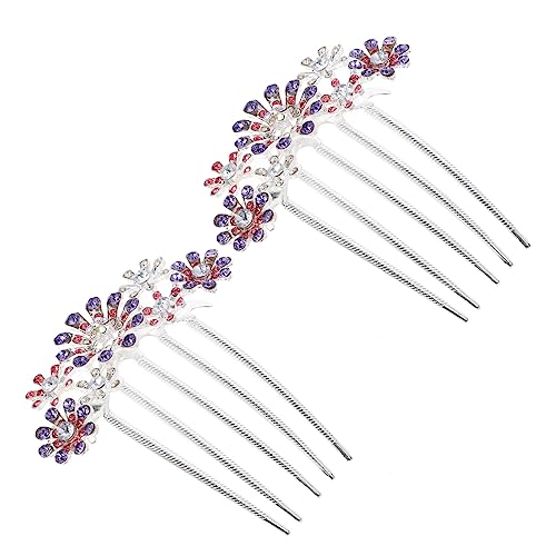 FRCOLOR 2 Stk haarschmuck Hochzeitshaarspangen für Bräute Haarkämme für Frauen Haarklammer Tiara Kamm frauen kopfschmuck Kristall Kopfbedeckung Haarteil Haarnadel a009 Violett von FRCOLOR