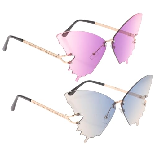 FRCOLOR 2 Stück Stylische Schmetterlings Sonnenbrillen für Damen mit UV Schutz Modische Große Rahmen in Farbverlauf Langlebiges PC Material für Strand Party und Alltag Trendige FRCOLOR 2 Stück Stylische Schmetterlings Sonnenbrillen für Damen mit UV Schutz Modische Große Rahmen in Farbverlauf Langlebiges PC Material für Strand Party und Alltag Trendige von FRCOLOR