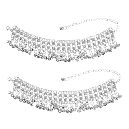 FRCOLOR 2stücke Verstellbares Mehrlagiges Fußkettchen Mit Glöckchen Fußkettchen-Armband Mit Perlen Und Gliederketten Boho-fußkettchen Für Tanz Sommer-barfuß-fußkettchen von FRCOLOR