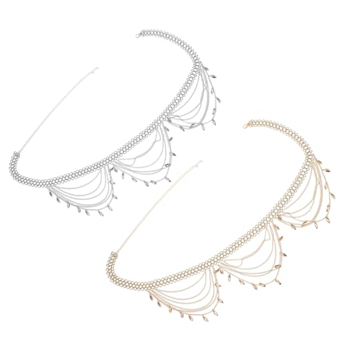 FRCOLOR 2 Stück Teiliges Boho Taillenkettenset Ethnische Bauchkette mit Quasten Anhängern Mehrlagig Metallgürtel für Damen und Mädchen Sommer Strandmode Hüftkette für Kleider und Jeans von FRCOLOR