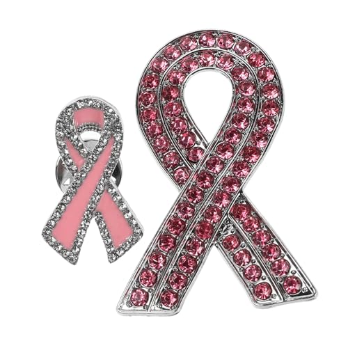 FRCOLOR 2 Stück Teiliges Brustkrebs Bewusstseins Broschen Langlebiger Legierung mit Praktischer Anstecknadel Funkelnde Strassverzierung zur Unterstützung von Frauen und Charity von FRCOLOR