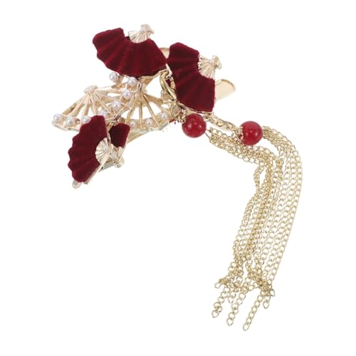 FRCOLOR 2 Stück Teiliges Chinesische Stil Haarklammern mit Quaste Flockierte Perlen Fächerförmig Rutschfest Zuverlässiger Griff für Frauen und Mädchen Haarschmuck für Alltag und Festtage von FRCOLOR
