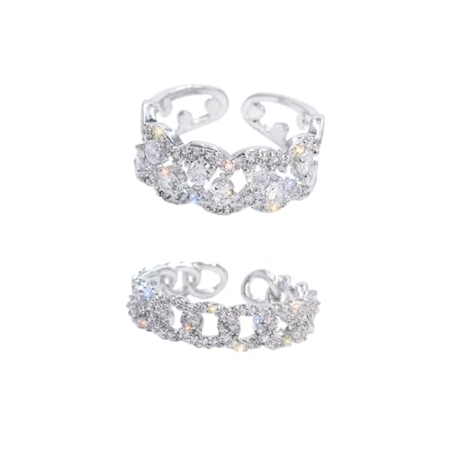 FRCOLOR 2 Stück Teiliges Damen Ring Offener Zeigefinger Ring mit Strass Glänzend Modisch Eleganter Schmuck Geschenk von FRCOLOR