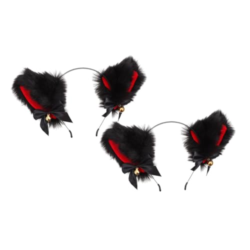 FRCOLOR 2 Stück Teiliges Katzenohren Stirnband Plüsch Haarreif Party Kopfschmuck Lustiges Accessoire für Frauen Mädchen Cosplay Kostüm Katzenparty Zubehör von FRCOLOR