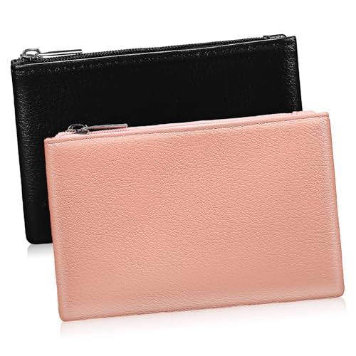 FRCOLOR 2 Stück Teiliges Kleines Münzportemonnaie Damen aus PU Material Kompakte Zipper Clutch in Schwarz und Multifunktionale Coin Pouch für Schlüssel Kosmetik und Kleingeld Modisch und von FRCOLOR