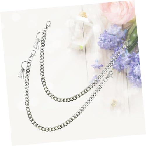 FRCOLOR 2 Stück Teiliges Metall Hosenkette Lang Robuste Taillenkette für Jeans Stylische Punk Hip hop Gürtelkette für Jungen und Mädchen Langlebiges Material für Schlüssel und Accessoires von FRCOLOR