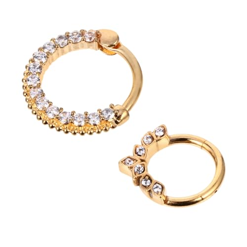 FRCOLOR 2 Stück Teiliges Nasenring aus Edelstahl mit Funkelndem Zirkonia Modische Nasenpiercing Schmuckstücke für Damen und Herren Dünner Eleganter Nasenstecker in Goldfarben Klassischer von FRCOLOR
