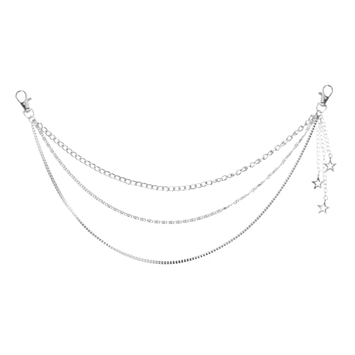 FRCOLOR 2 Stück Teiliges Punk Hüftkette für Damen und Herren Verstellbare Jeanskette mit Sternanhänger Langlebiger Gürtel für Hip Hop Style Stilvolles Zubehör für von FRCOLOR