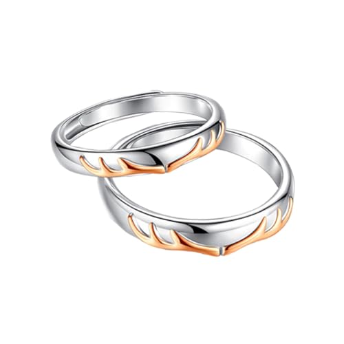 FRCOLOR 2 Stück Teiliges Ring Silber Kreative Offene Finger Ringe für Romantischer Schmuck für Verlobung Hochzeit und Besondere Anlässe von FRCOLOR