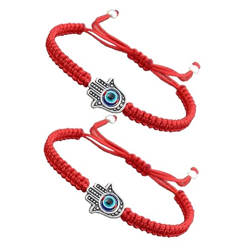 FRCOLOR 2 Stück Teiliges Verstellbares Handgefertigtes Evil Eye Schutzarmband Geflochtenes Amulett Armband aus Faden Böser Blick Schmuck mit Knotenverschluss für Damen und Herren von FRCOLOR