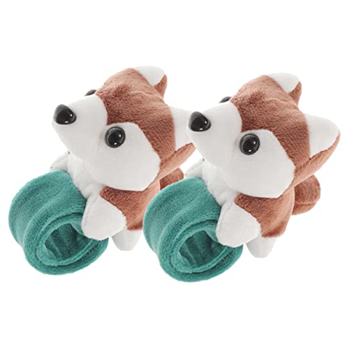 FRCOLOR Slap Armbänder 2 Stücke Plüsch Hund Form Spielzeug Druckknopfarmband für Kinder Partygeschenke Leicht und Tragbar Mitgebsel von FRCOLOR